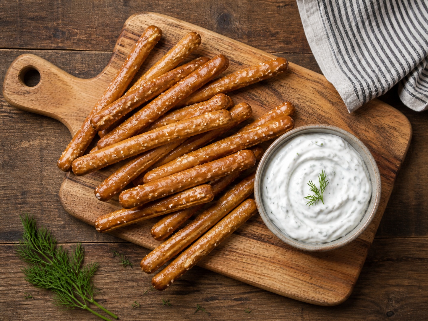 Brezel-Stangen mit Dip