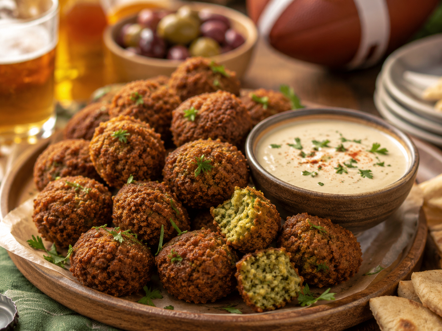 Falafel-Bällchen mit Tahini-Dip