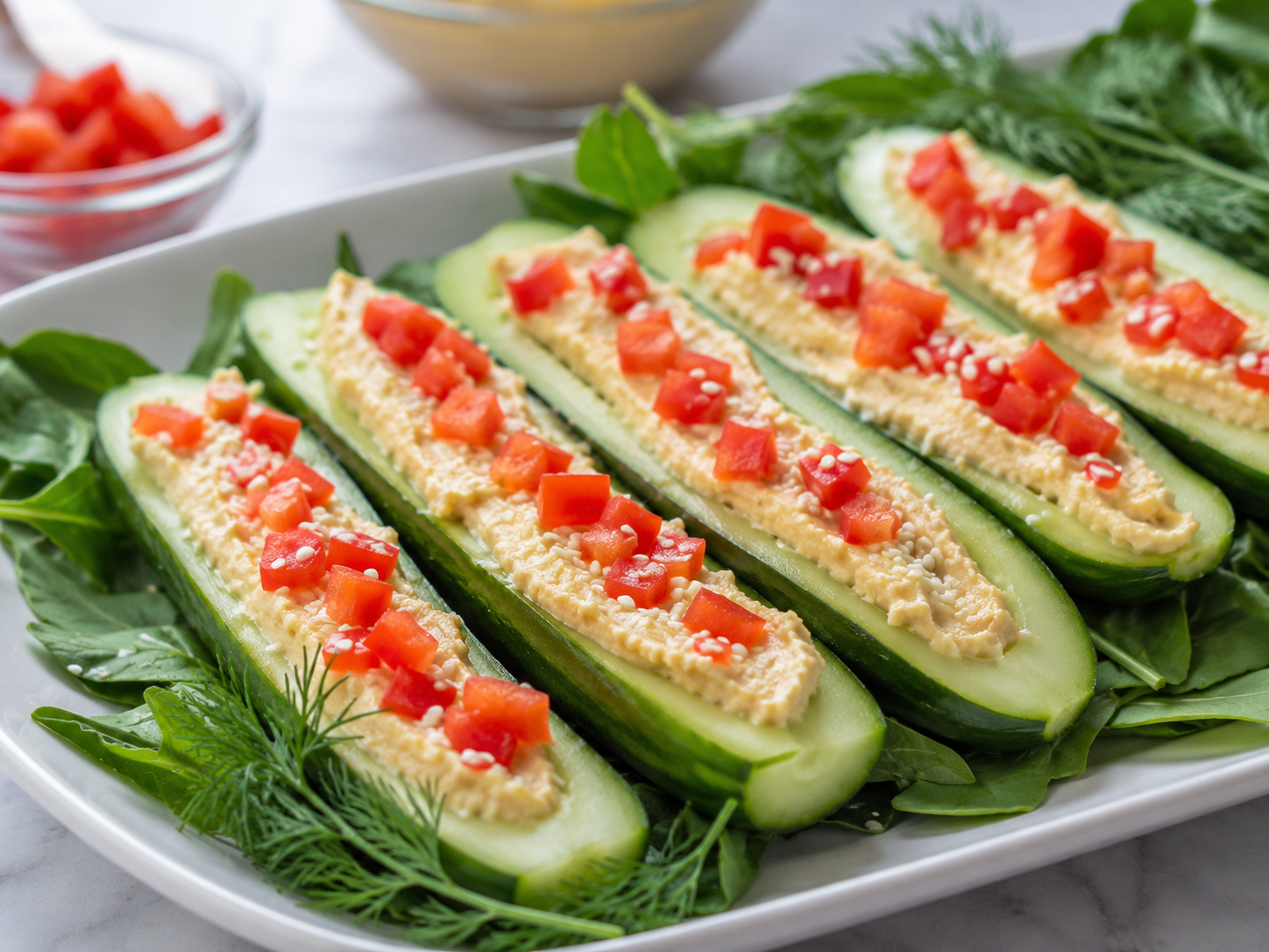 Gurken-Hummus-Boote
