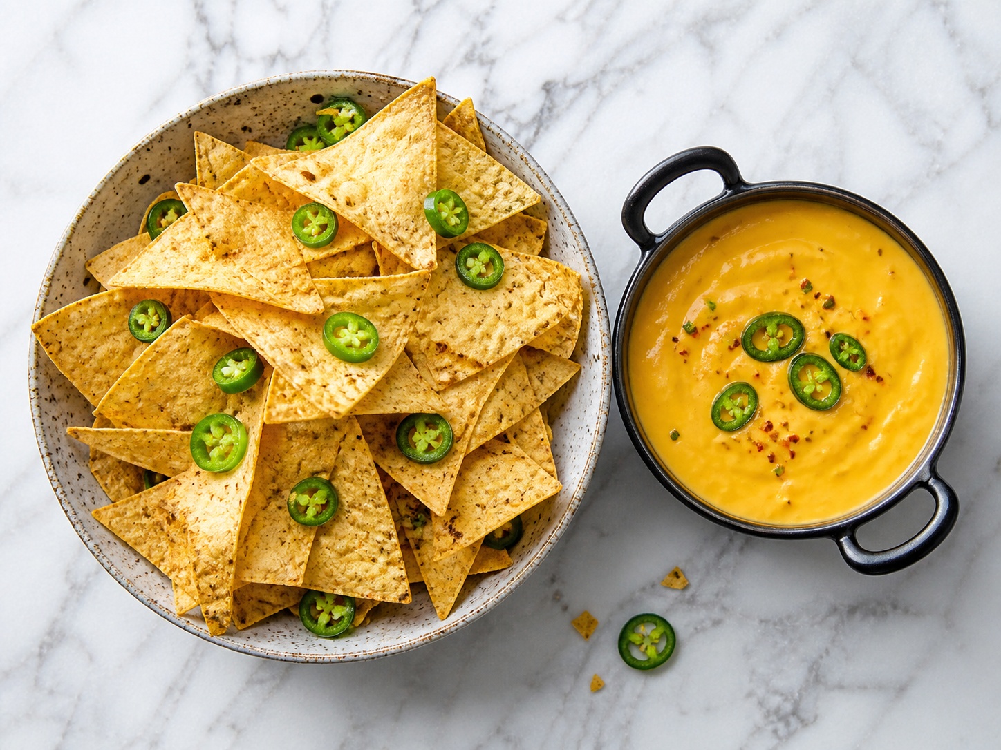 Klassische Nachos mit Käse-Dip